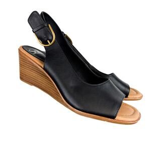 Sofft Womens Gabriella Leather Slingback Wedge Sandals Black - 10 10M